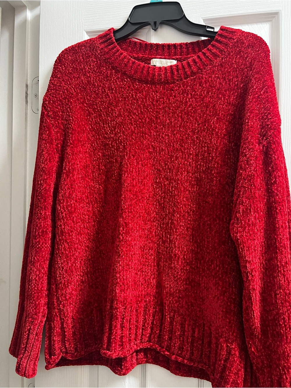 Christian Siriano Red Chenille Crewneck Sweater